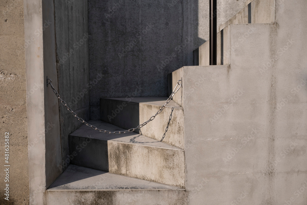 A concrete staircase with shadow