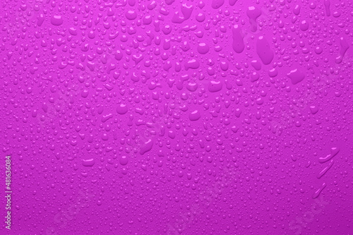 Water drops on pink color surface