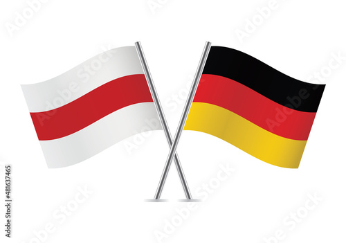 Belarus opposition and Germany flags. Belarusian opposition and German flags, isolated on white background. Vector illustration. Free Download Belarus opposition and Germany flags. Belarusian opposition and German flags, isolated on white background. Vector illustration. - GFXLoad
