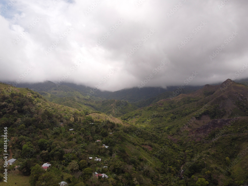 Cloudy Mountains drone shot