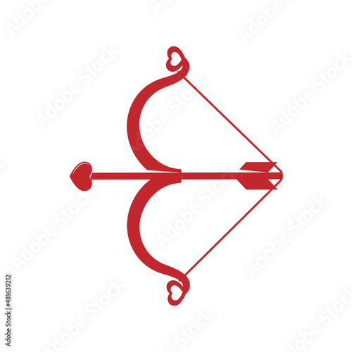 Bow Arrow Heart Bowstring Silhouette vector isolated Image