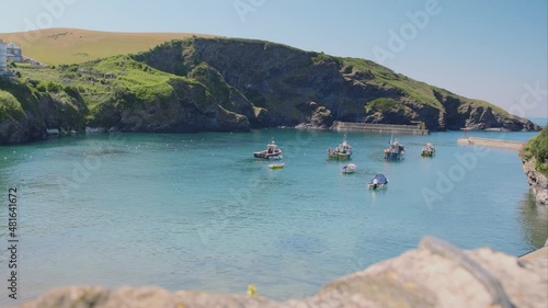 port isaac harbour with boats