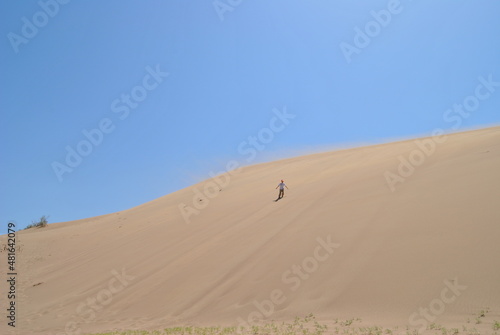 Singing dune in Kazakhstan. The musical sand of the Altyn-Emel National Park. Desert. Dune.