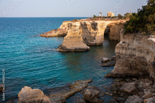 Beautiful rocky sea coast in Italy with clear water