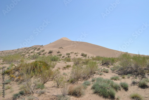 Singing dune in Kazakhstan. The musical sand of the Altyn-Emel National Park. Desert. Dune.