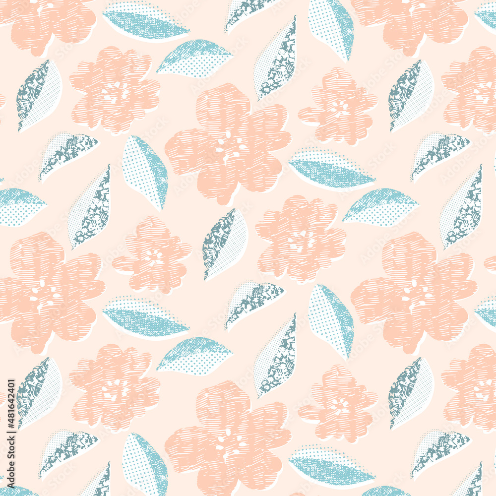 Collage contemporary floral seamless pattern Collage contemporary floral seamless pattern