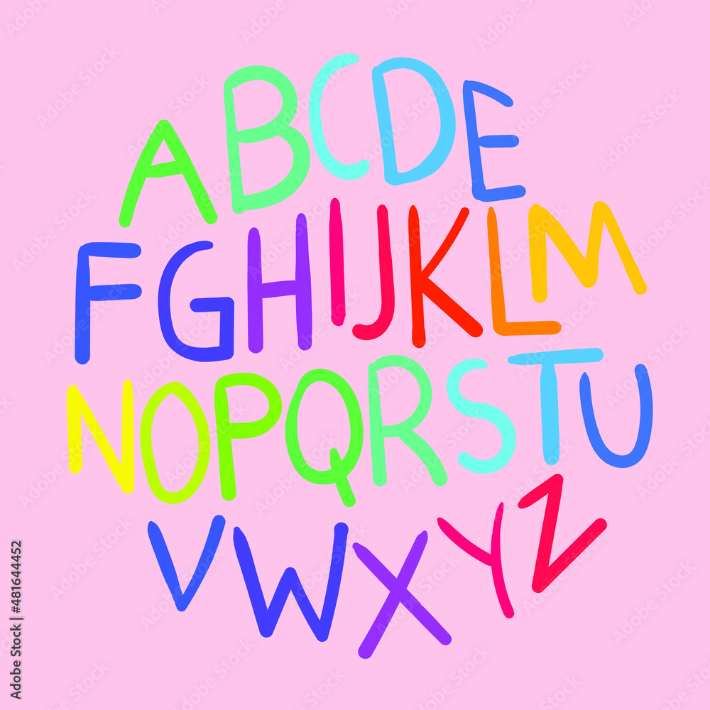 Hand drawn colorful alphabet Free Vector