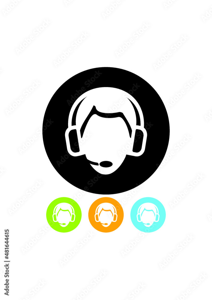 Call center agent in headset vector icon Call center agent in headset vector icon