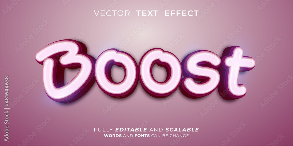 Editable text effect Boost 3d effect text style concept