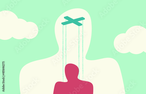 Epiphenomenalism philosophy illustration, mental events are caused by physical events in the brain, but have no effects upon any physical events.