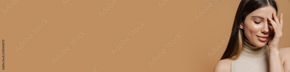 Pretty woman with long straight brown hair posing Pretty woman with long straight brown hair posing