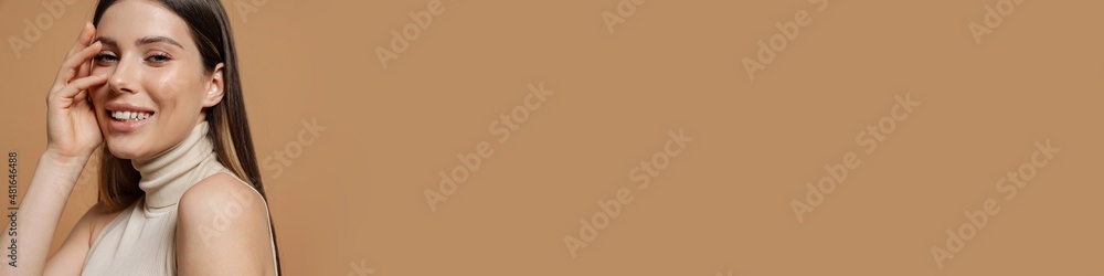 Pretty woman with long straight brown hair posing Pretty woman with long straight brown hair posing