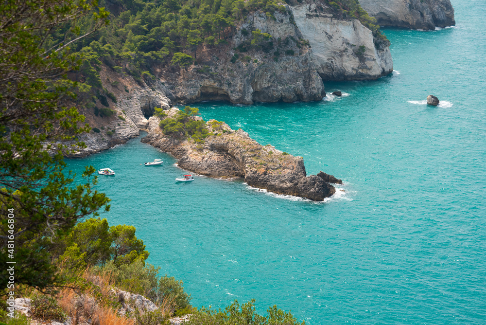Beautiful rocky sea coast in Italy with clear water