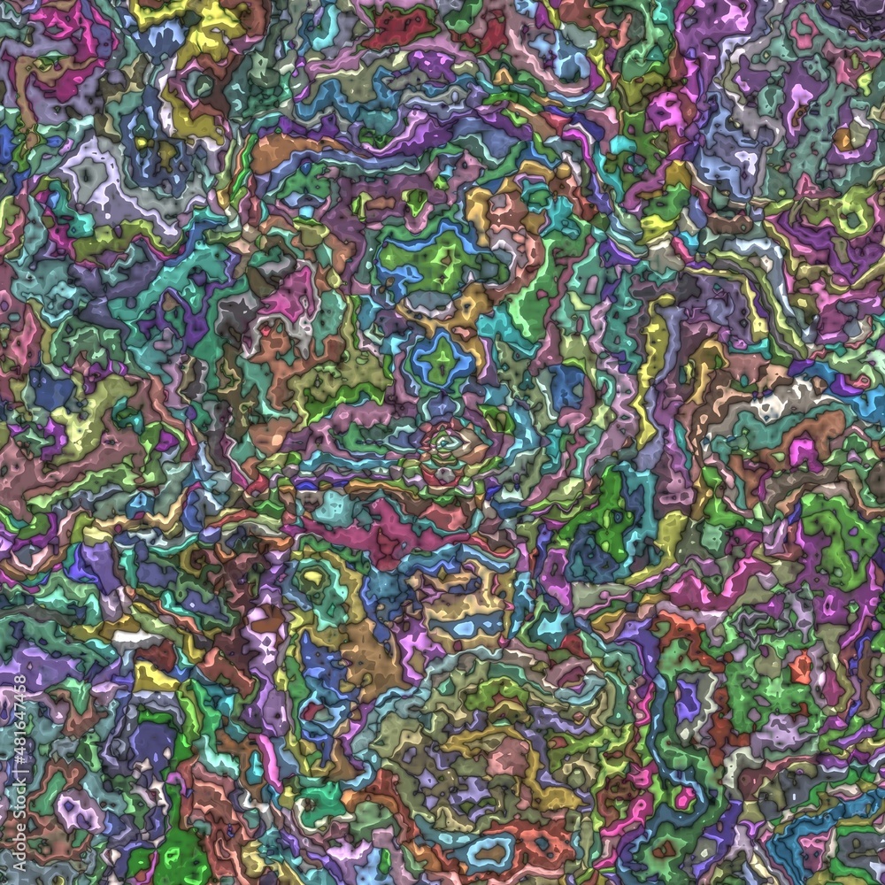 multi-coloured 3D illustration pattern and design from many tiny brightly coloured pyramid shapes