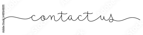 CONTACT US black vector monoline calligraphy banner with swashes