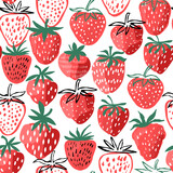 Vector strawberry seamless pattern. Fruit berry background. Fruit texture