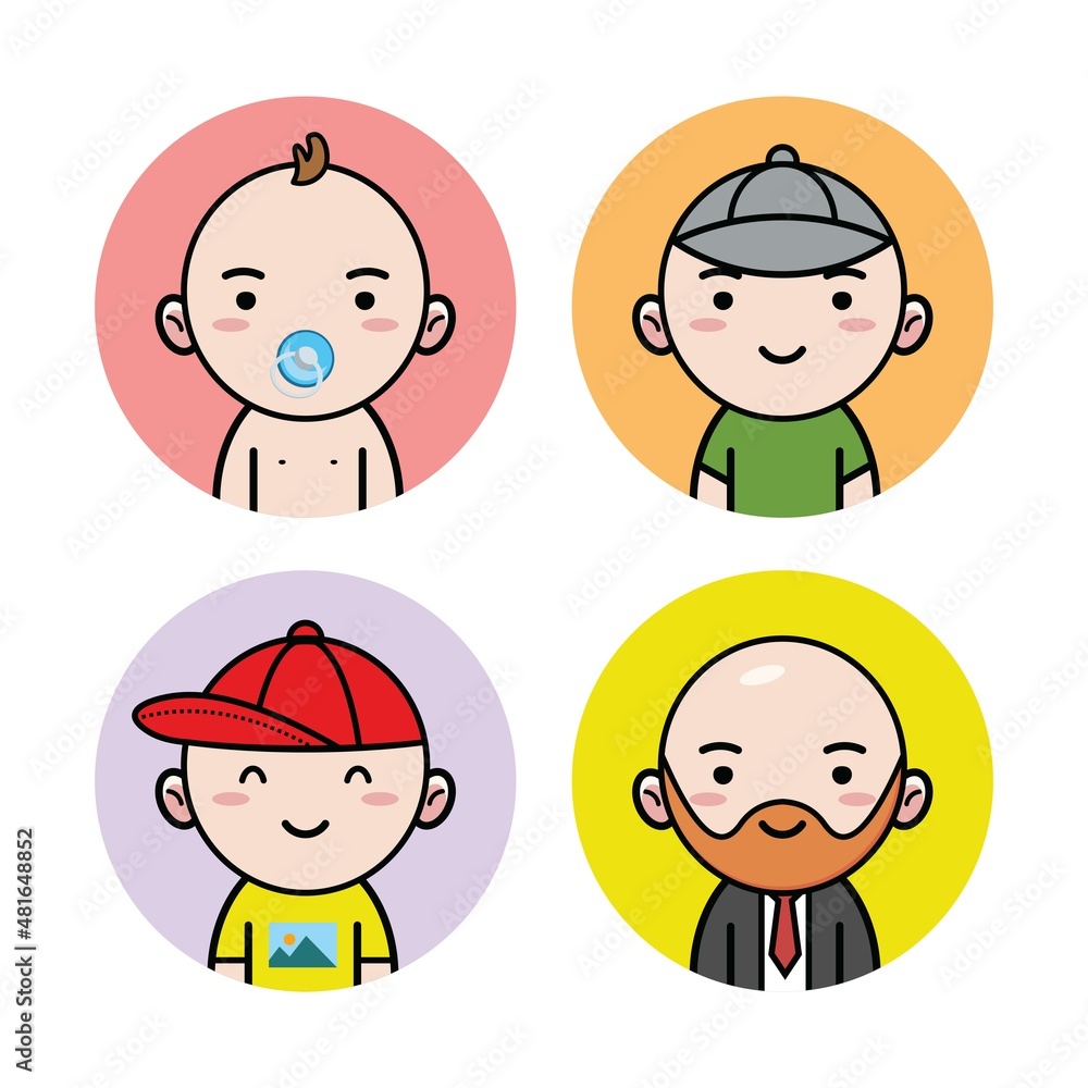 Cartoon man in different age flat illustration Cartoon man in different age flat illustration
