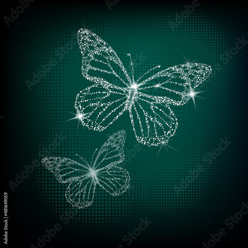 Shining crystal butterfly. Vector illustration