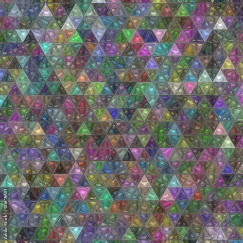 multi-coloured 3D illustration pattern and design from many tiny brightly coloured pyramid shapes