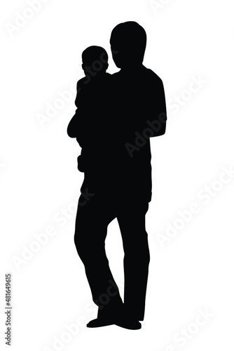 Vector illustration silhouettes of dad and son on a white background © Flatman vector 24