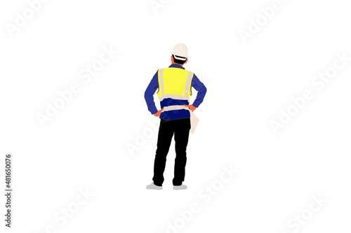 Vector illustration of engineers man holding a clipboard checklist cartoon character on white background