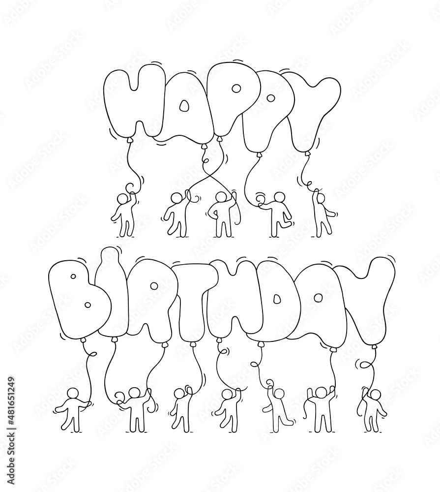 little people with words Happy Birthday. little people with words Happy Birthday.