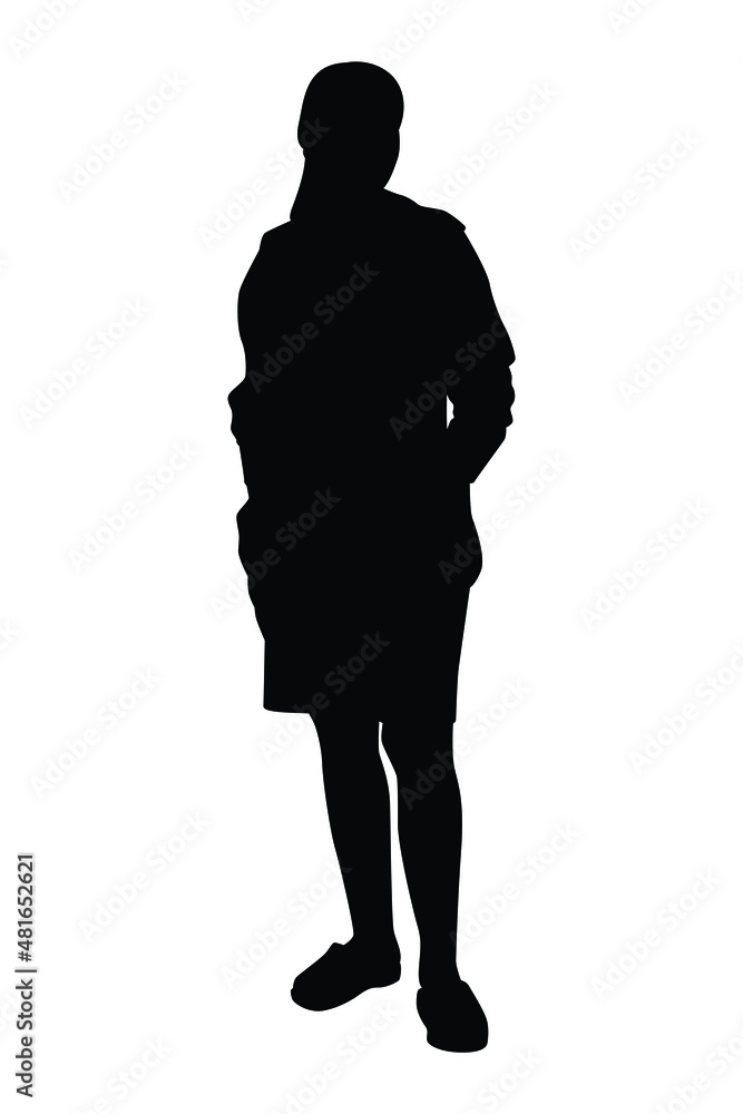 Young woman silhouette vector on white background