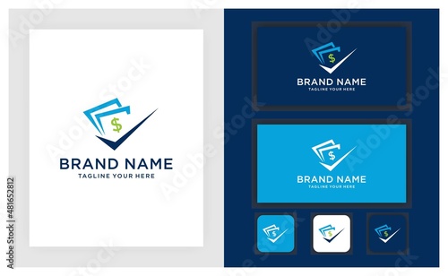 Good payment logo template. Cash Icon symbol design. money check logo template vector illustration with business card.