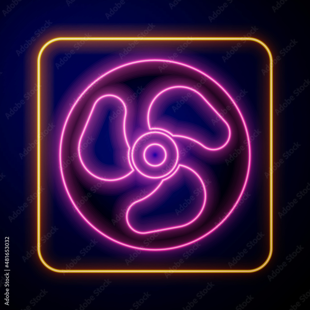 Glowing neon Outboard boat motor icon isolated on black background. Boat engine. Vector Glowing neon Outboard boat motor icon isolated on black background. Boat engine. Vector