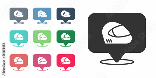 Black Racing helmet icon isolated on white background. Extreme sport. Sport equipment. Set icons colorful. Vector