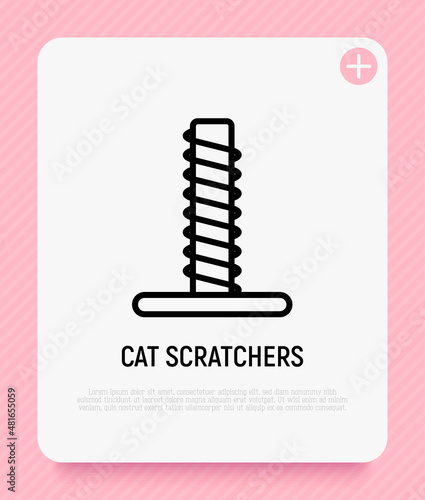 Cat scratcher thin line icon. Modern vector illustration for pet shop.