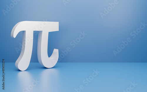 3D Pi Number Mathematic education symbols isolated on blue background with copy space use for banner. Math operation concept. computation icon colorful Geometry shape, 3D rendering.