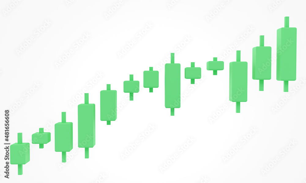 3D Bullish Candlestick graph chart of stock, Minimal concept trading cryptocurrency, Market investment trading, exchange, rendering, candle, stick, trade, simple, isometric, financial, index, forex. 3D Bullish Candlestick graph chart of stock, Minimal concept trading cryptocurrency, Market investment trading, exchange, rendering, candle, stick, trade, simple, isometric, financial, index, forex.