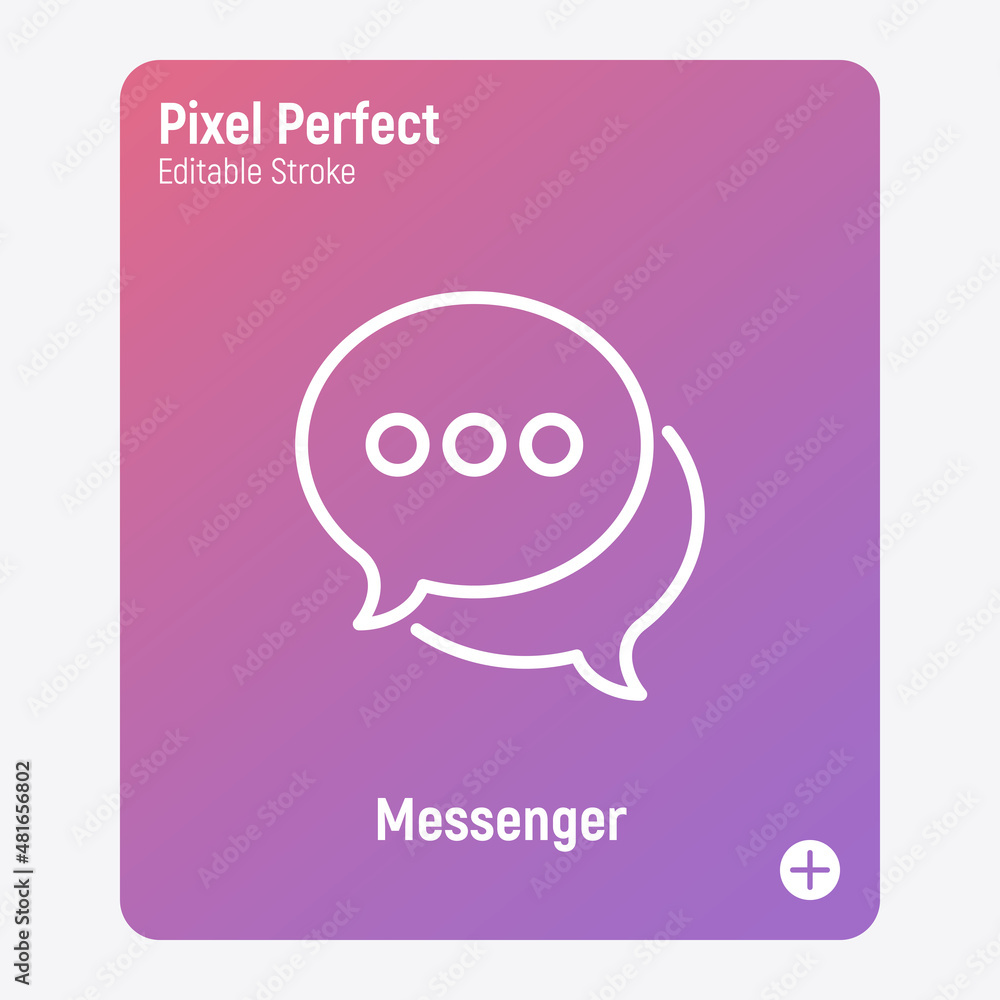Messenger thin line icon: two speech bubbles. Chat. Modern vector illustration. Messenger thin line icon: two speech bubbles. Chat. Modern vector illustration.