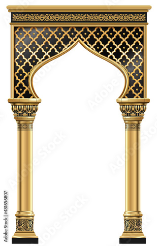 Golden luxury classic arch portal with columns