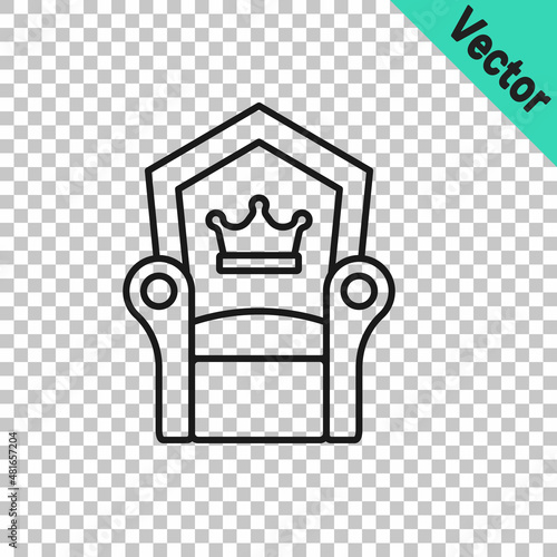 Black line Medieval throne icon isolated on transparent background. Vector