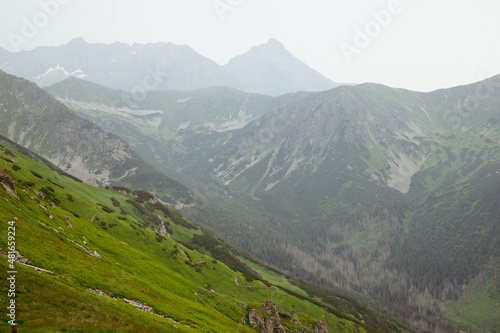 Scenic view of high mountains.