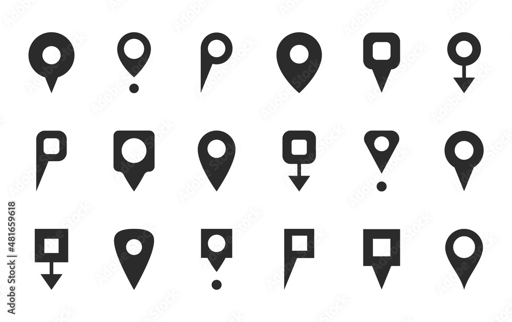 Map pointer icon set. Map pin icons. Location pin icon collection
