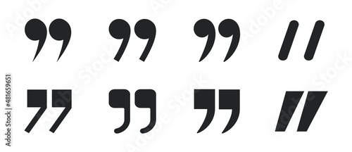 Quotes icon set. Quote mark collection. Quotation marks black. Quotation signs and citation symbols. Vector illustration.