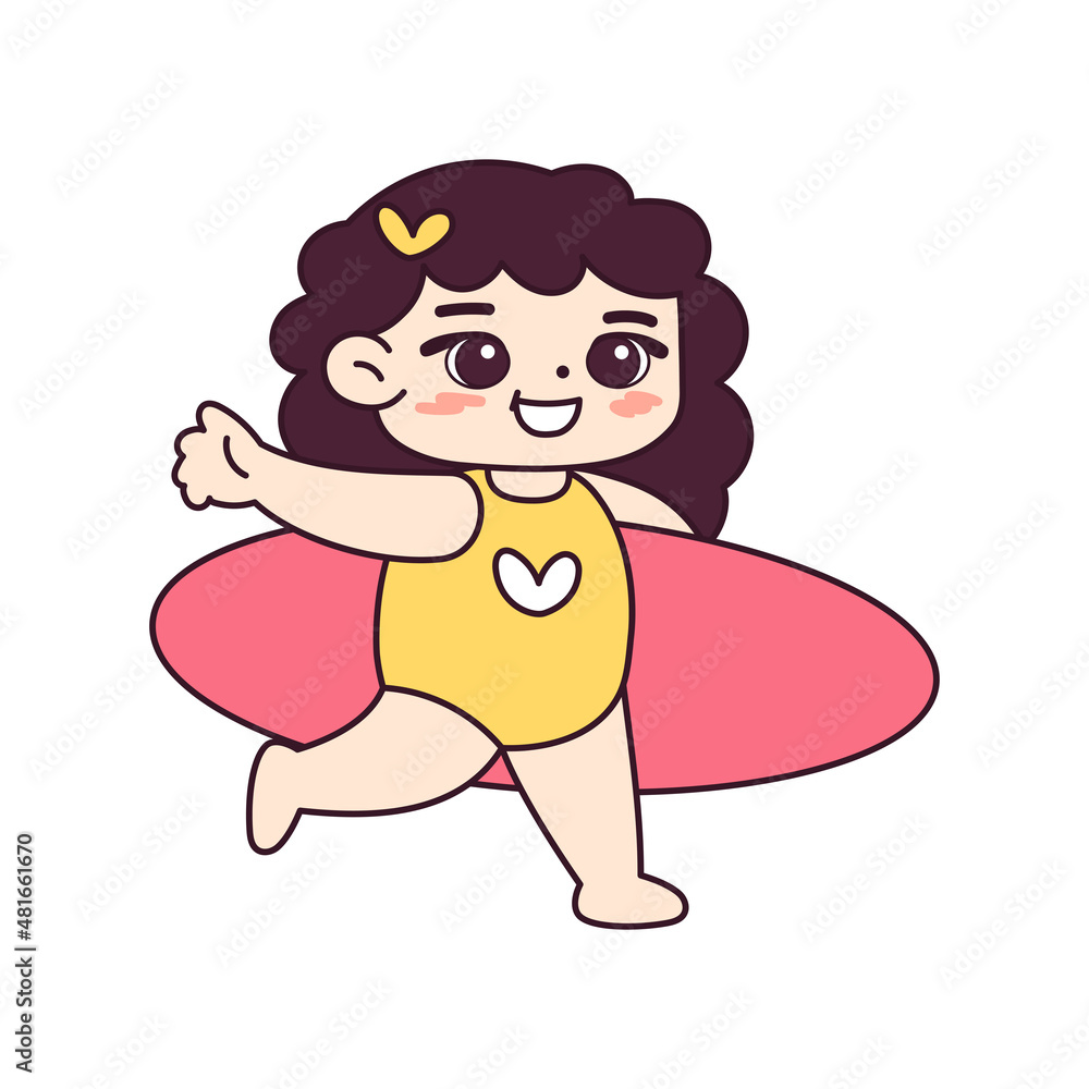 Isolated girl surf children beach vector illustration Isolated girl surf children beach vector illustration