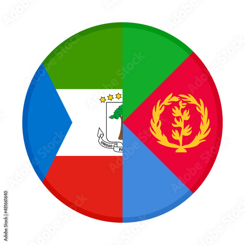 round icon with equatorial guinea and eritrea flags. vector illustration isolated on white background