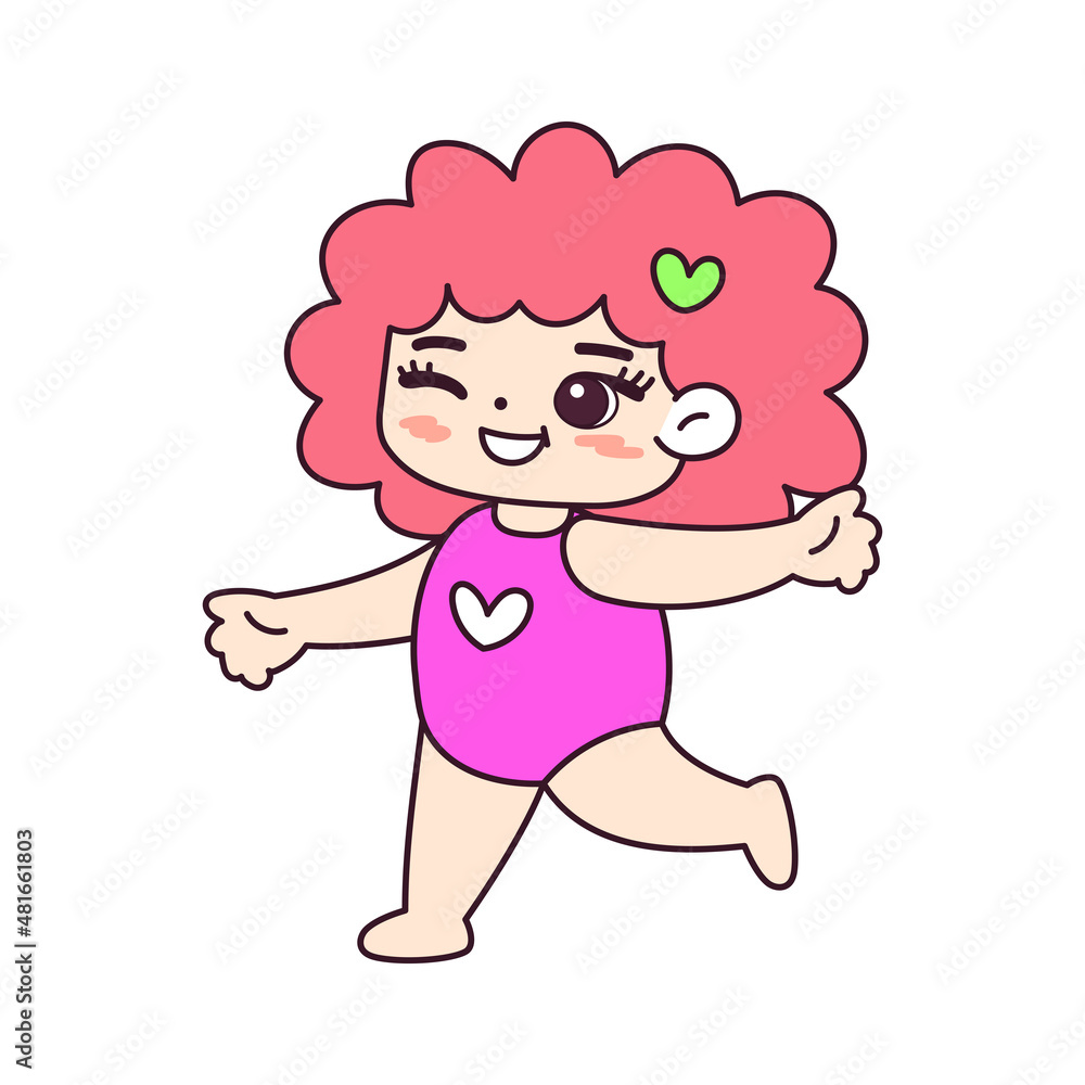 Isolated girl walk children beach vector illustration Isolated girl walk children beach vector illustration