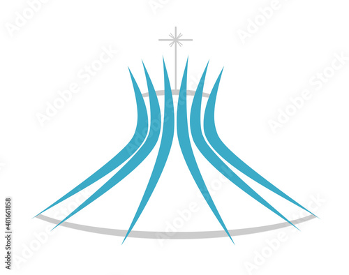 Ilustração da Igreja Catedral de Brasília, Oscar Niemeyer, Distrito Federal, silhueta, logo, Distrito Federal, arquitetura