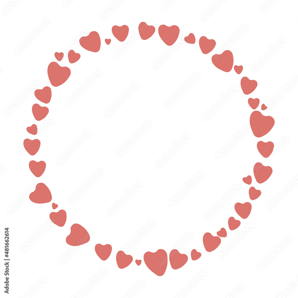 Round shaped romantic frame with hearts on white background Round shaped romantic frame with hearts on white background