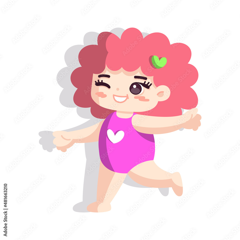 Isolated girl walk children beach vector illustration Isolated girl walk children beach vector illustration