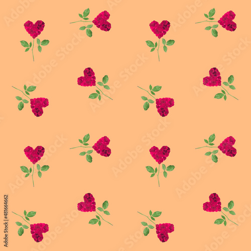 Flowers in the shape of hearts made of rose petals