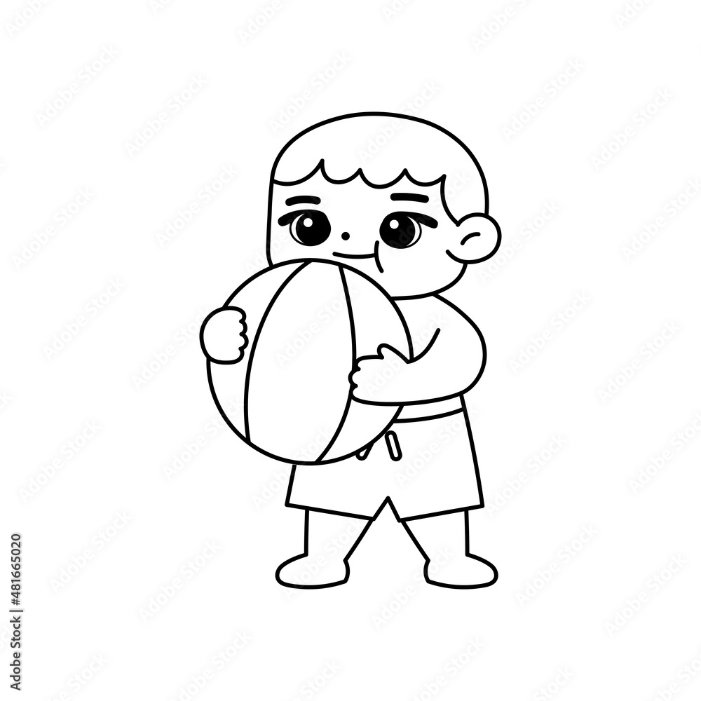 Isolated boy ball draw children beach vector illustration Isolated boy ball draw children beach vector illustration
