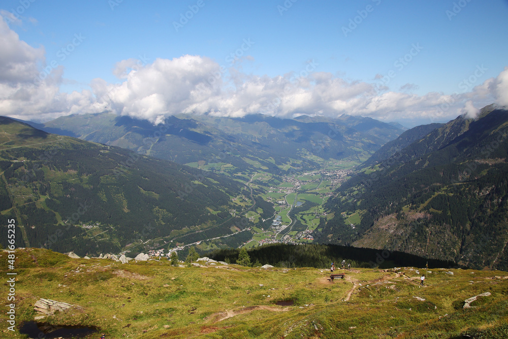 Panorama of Gastein valley from Graukogel mountain, Austria