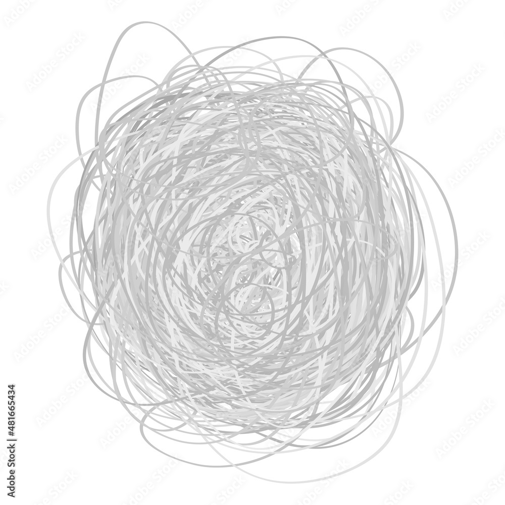 Tangled on white. Chaos pattern. Scribble sketch. Background with array of lines. Intricate chaotic texture. Art creation. Black and white illustration. Print for polygraphy, posters and t-shirts Tangled on white. Chaos pattern. Scribble sketch. Background with array of lines. Intricate chaotic texture. Art creation. Black and white illustration. Print for polygraphy, posters and t-shirts