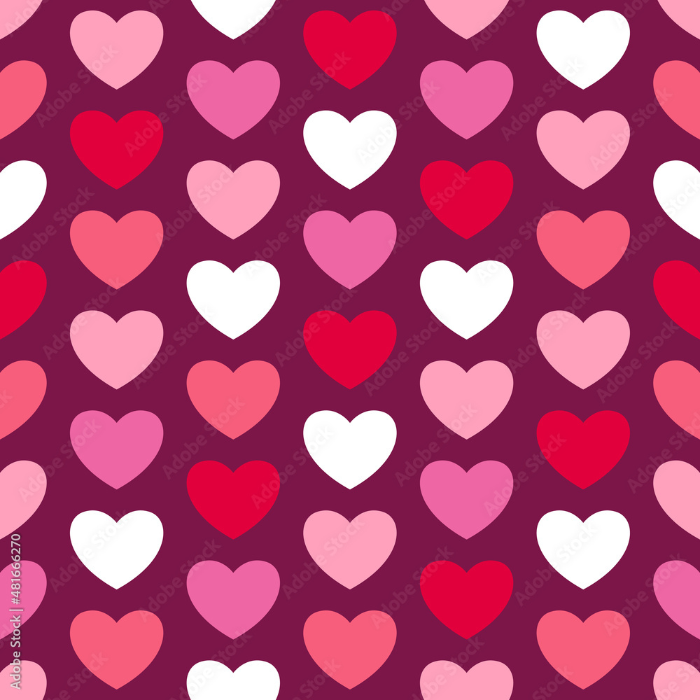 Valentine's pink hearts repeat burgundy seamless pattern Valentine's pink hearts repeat burgundy seamless pattern